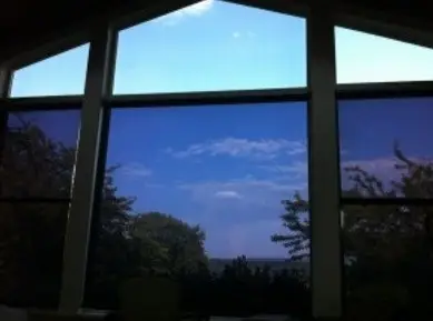 Tinted home windows at dusk